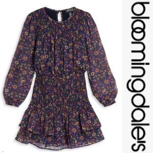 Aqua Floral Kids Dress - Purple and Yellow